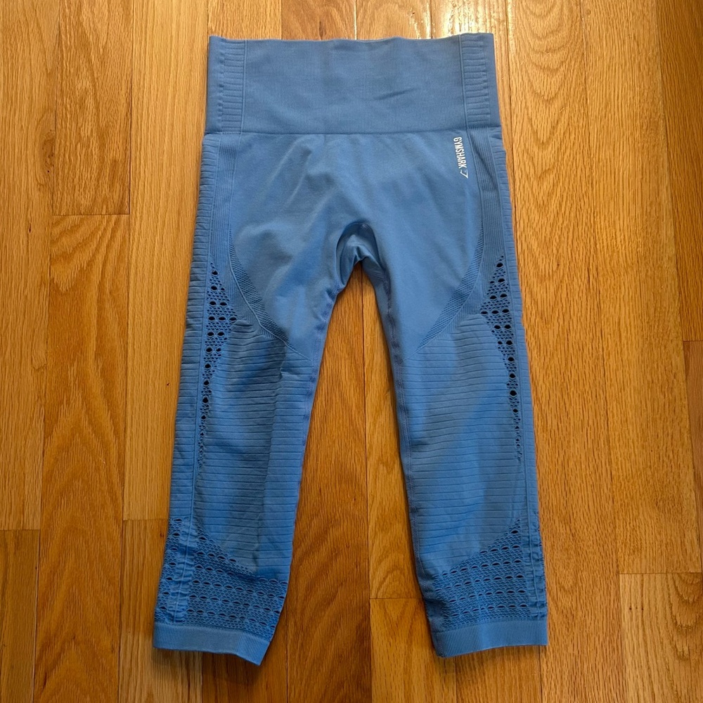 Gymshark original energy seamless baby blue capri length leggings | S